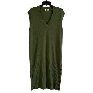 Anthropologie Moth ribbed bottom sleeveless green size large midi sweater dress